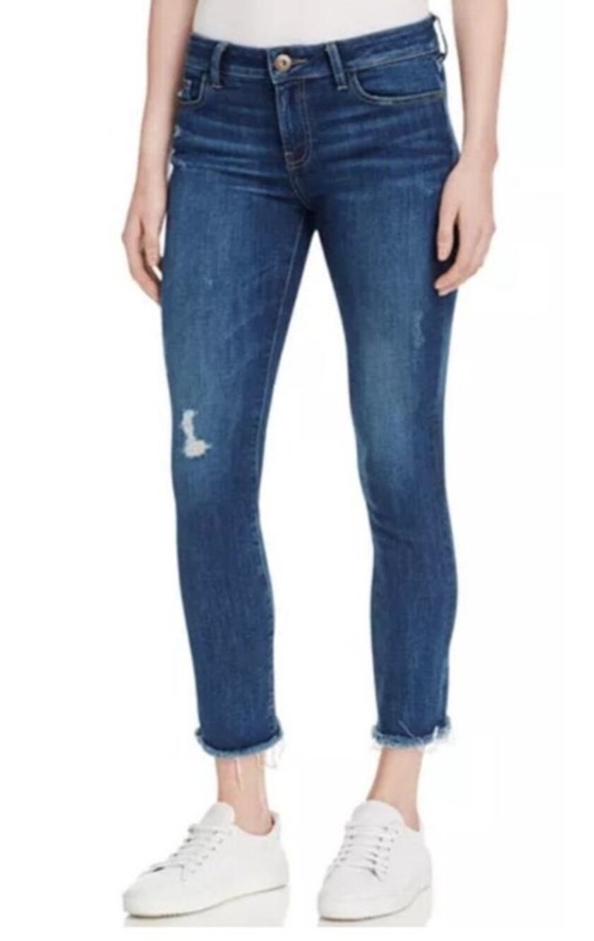 DL1961 Womens MARA Instasculpt Ankle Hi Rise Straight Ravine Blue Denim Jeans 25
